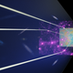 An illustration of how dark matter warps light from the cosmic microwave background.